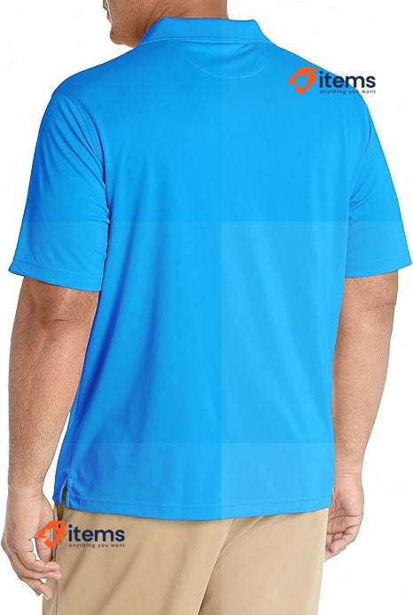 Amazon Essentials Men's Regular - Fit Quick Dry Golf Polo Shirt Large Blue Short
