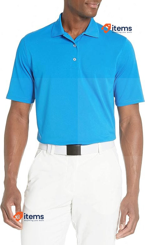Amazon Essentials Men's Regular - Fit Quick Dry Golf Polo Shirt Large Blue Short