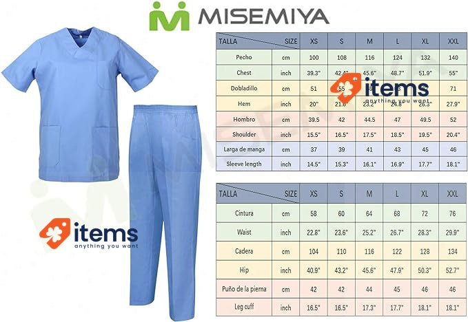 MISEMIYA Uniforms Unisex Scrub Set in White, Size 3XL Adult Medical Pants