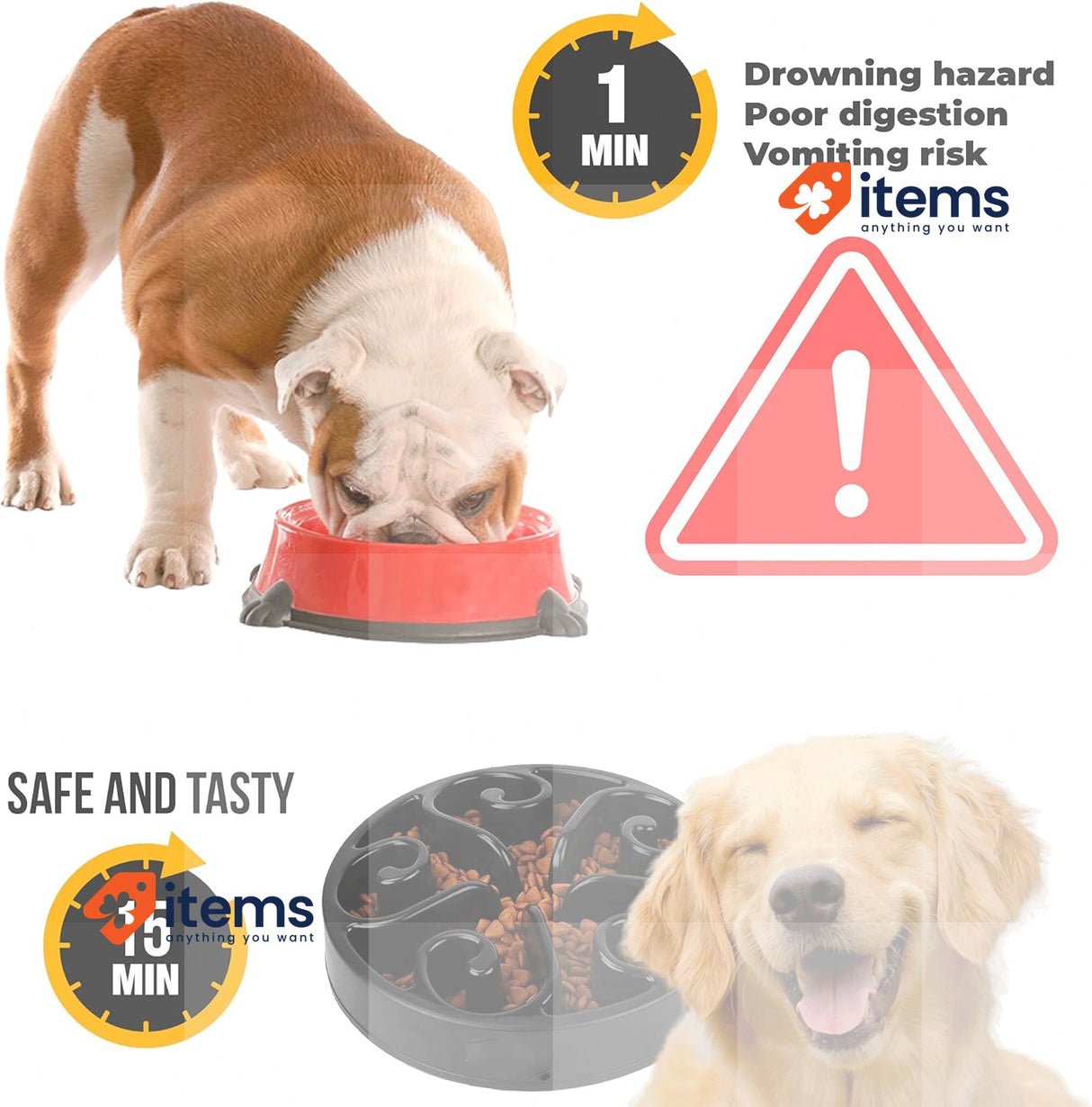Edipets, Bowl Anti Ingoment, Bowls for Dogs, Interactive, for Domestic Black