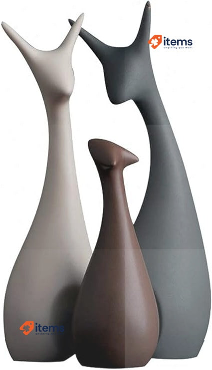 UVAN ART Ceramic horn decoration Family of three ceramic ornaments Deer