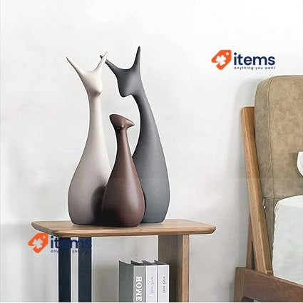 UVAN ART Ceramic horn decoration Family of three ceramic ornaments Deer