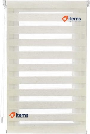Blindecor Indus Without Tools Double Roller Blind Linen 55 X 150 Cm Night Day