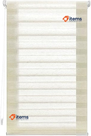 Blindecor Indus Without Tools Double Roller Blind Linen 55 X 150 Cm Night Day
