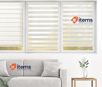 Blindecor Indus Without Tools Double Roller Blind Linen 55 X 150 Cm Night Day