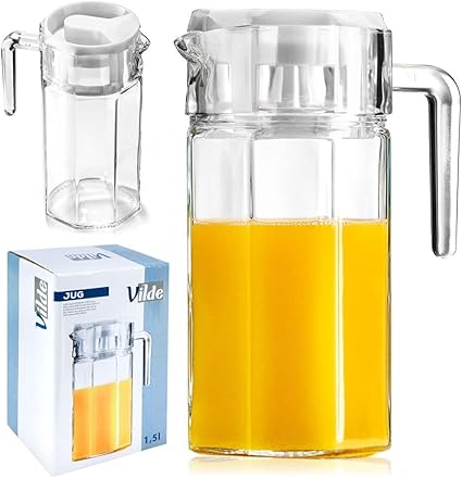 VILDE Glass Carafe with Lid and Spout, 1.5 litres Transparent