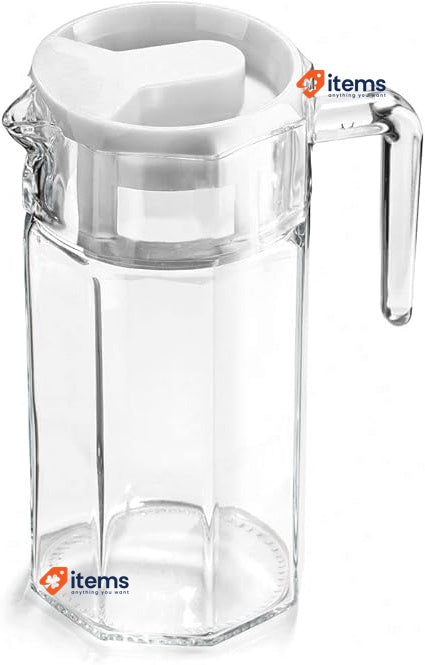 VILDE Glass Carafe With Lid And Spout, 1.5 Litres Transparent Jug Water