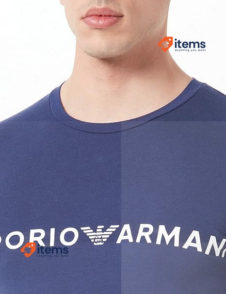 Emporio Armani Men's Pyjamas Blue Underwear Megalogo Pajamas Patriot