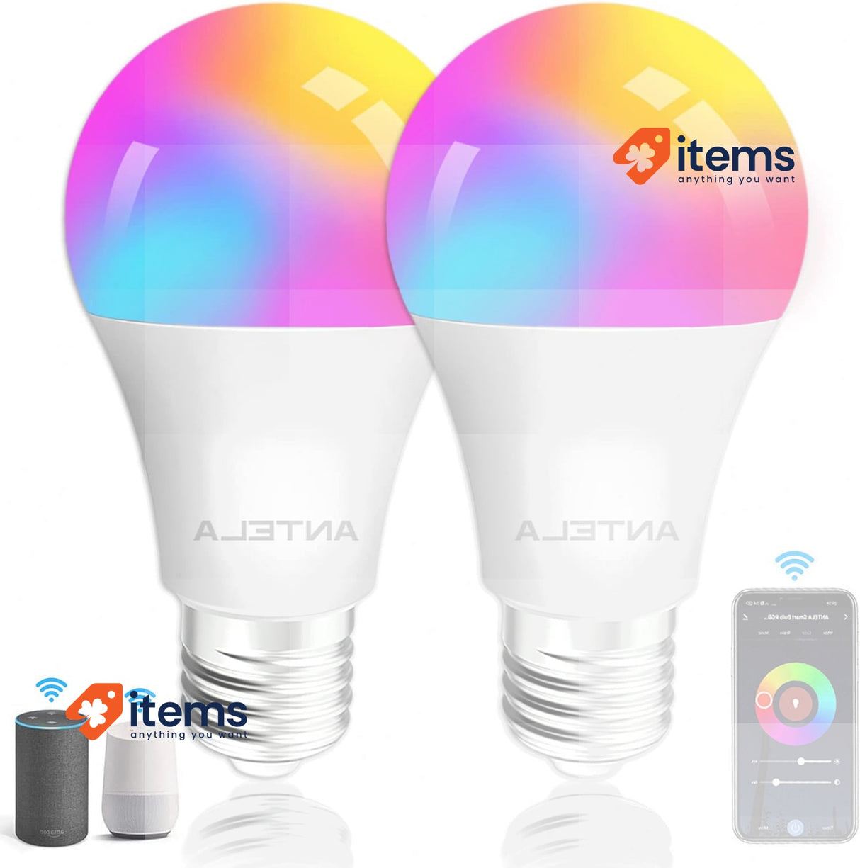 ANTELA Smart Bulb E27 Alexa WiFi Light Bulbs, 9W 1000LM LED Screw Bulb