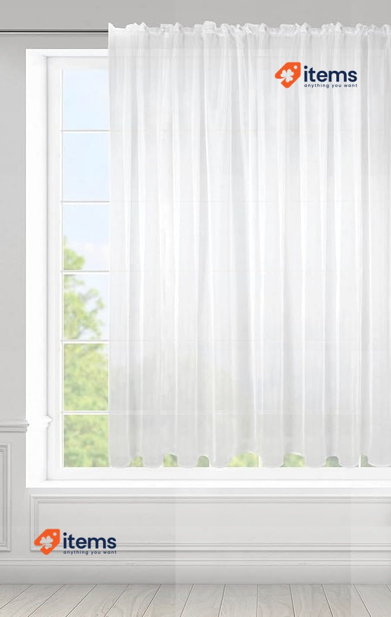 Eurofirany LUCY Voile Sheer Curtain with Rufflette Tape White,350x150cm