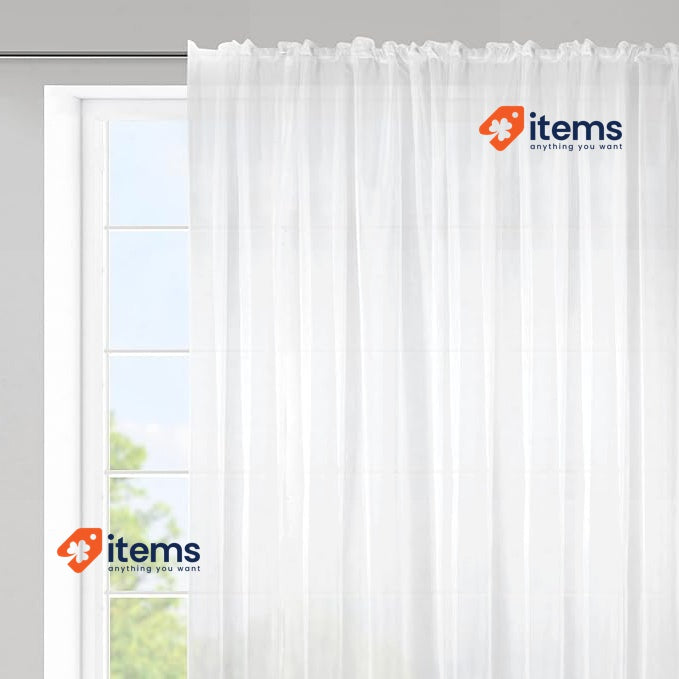 Eurofirany LUCY Voile Sheer Curtain with Rufflette Tape White,350x150cm