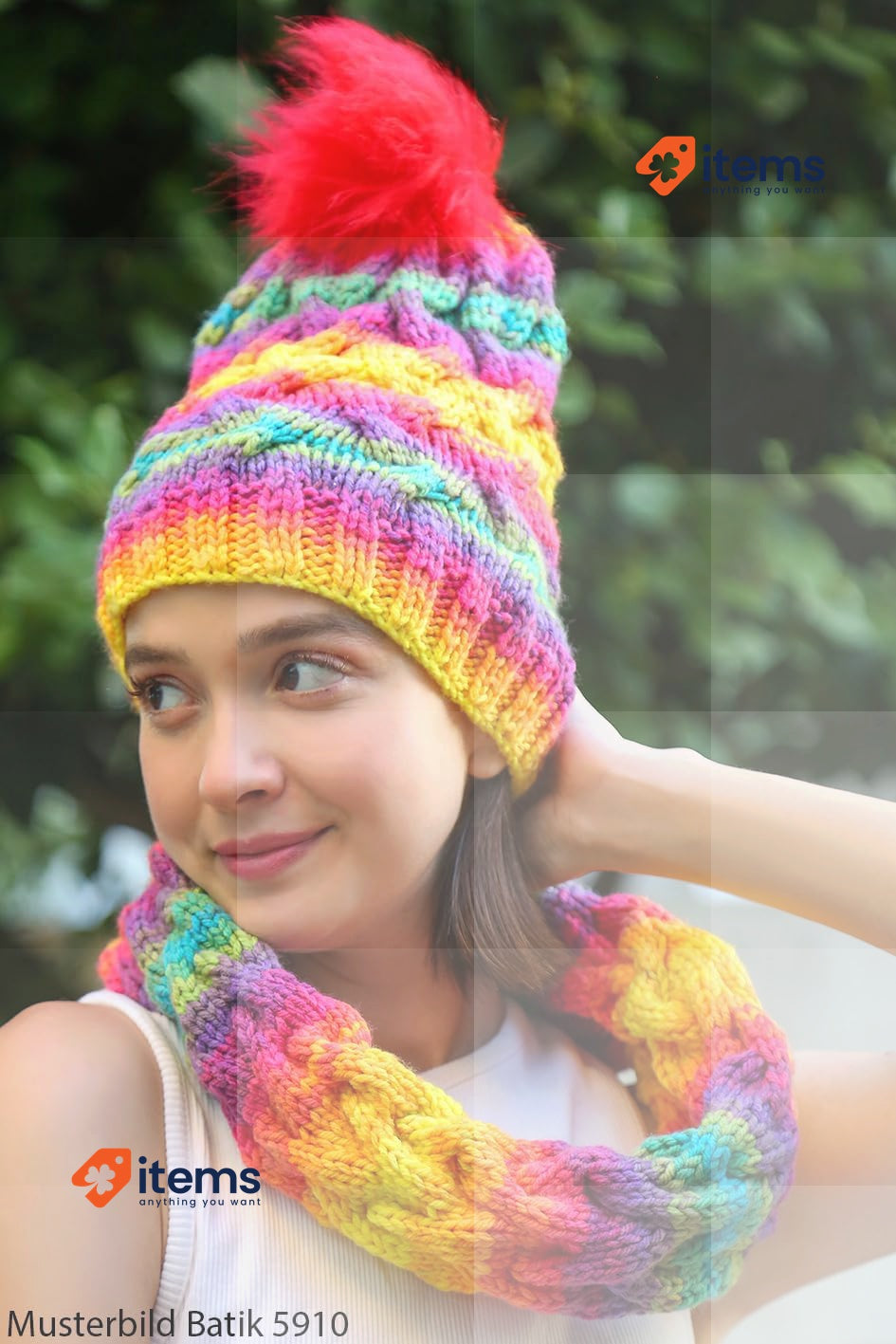 5 x 100 g Wollbiene Batik, Wool with Colour Gradient, 5000 Black, Grey, White