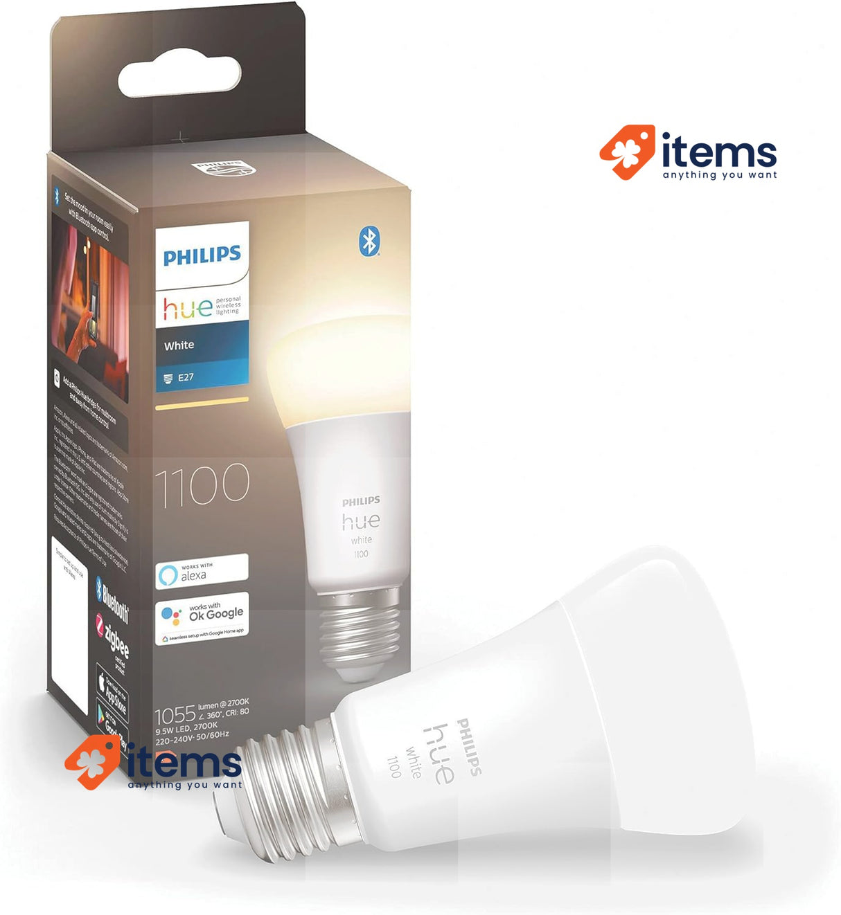 Philips Hue New White Smart Light Bulb 75W - 1100 Lumen (E27 Edison Screw)