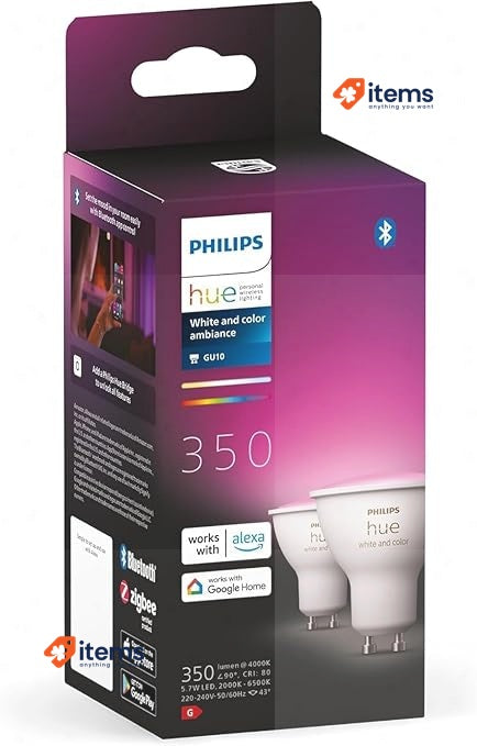 Philips Hue White and Colour Smart Light GU10 Ambiance 2 Spot Bluetooth Works