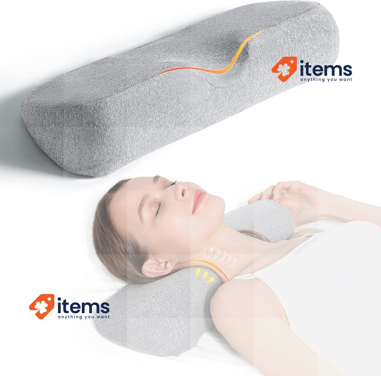 Cozyhealth Cervical Neck Pillows For Pain Relief Light Grey Sleeping Memory Foam