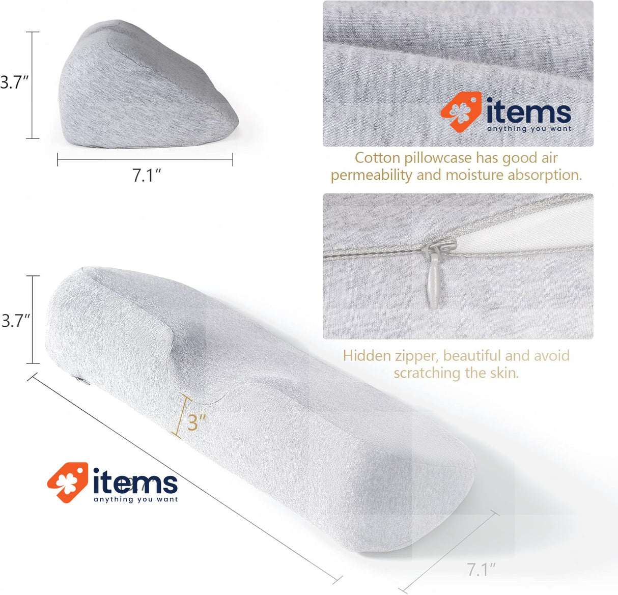 Cozyhealth Cervical Neck Pillows For Pain Relief Light Grey Sleeping Memory Foam