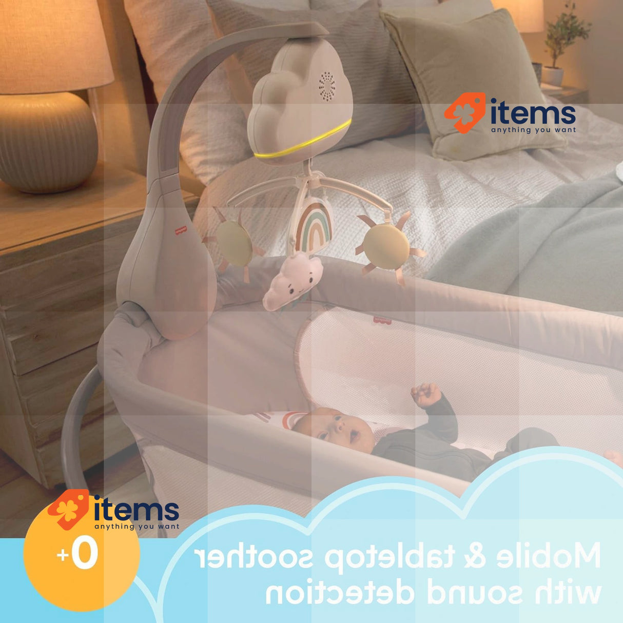 Fisher-Price Rainbow Showers Fisher-Price Baby HBP40 Bassinet Mobile Bedside