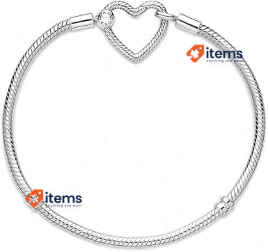 PANDORA Heart Closure Snake Bracelet 925 Sterling Silver Size: 16cm Moments S No