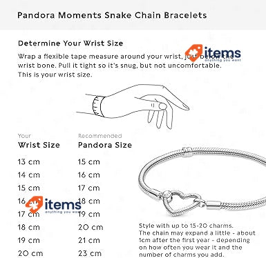 PANDORA Heart Closure Snake Bracelet 925 Sterling Silver Size: 16cm Moments S No