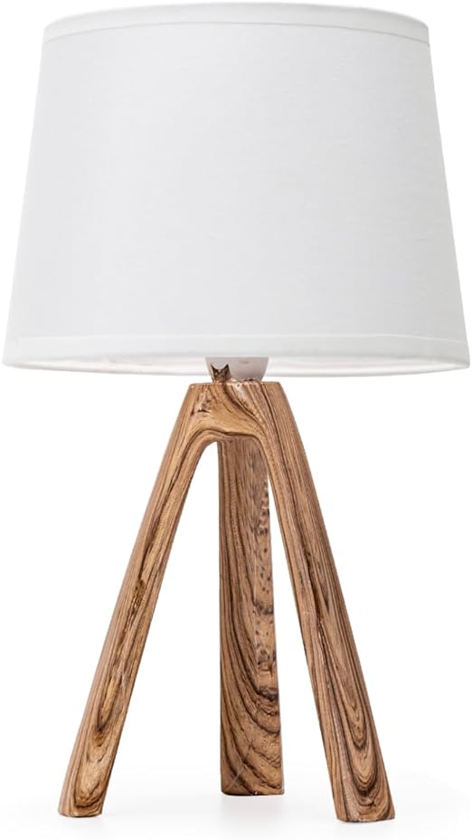 Aigostar 2 Pieces Table Lamp, Small Night Mesita Lamp of Modern Wood