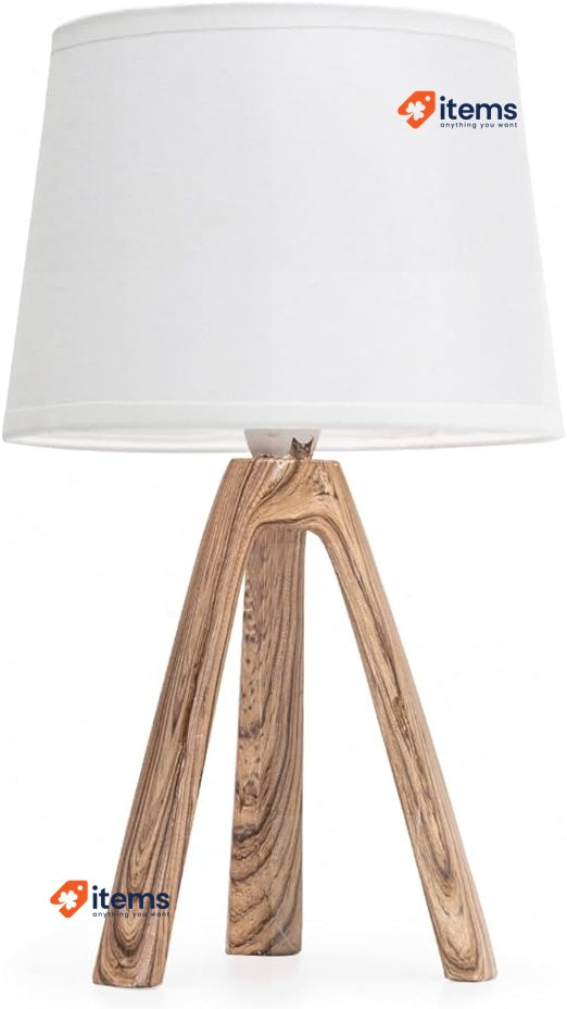 Aigostar 2 Pieces Table Lamp, Small Night Mesita Lamp Of Modern Wood - Set