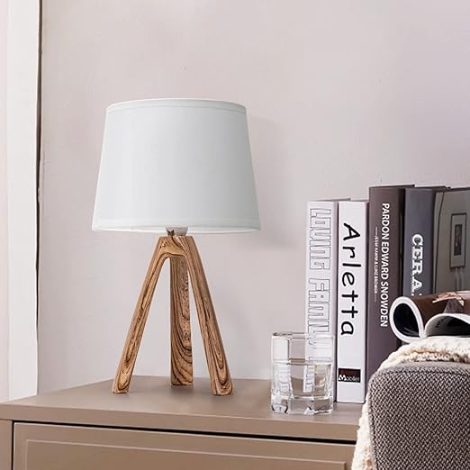 Aigostar 2 Pieces Table Lamp, Small Night Mesita Lamp of Modern Wood