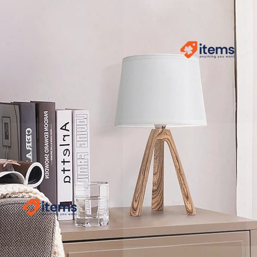 Aigostar 2 Pieces Table Lamp, Small Night Mesita Lamp Of Modern Wood - Set