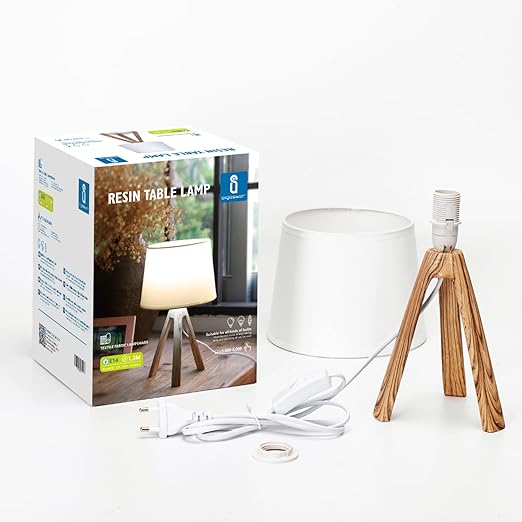 Aigostar 2 Pieces Table Lamp, Small Night Mesita Lamp of Modern Wood