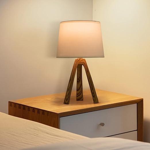 Aigostar 2 Pieces Table Lamp, Small Night Mesita Lamp of Modern Wood