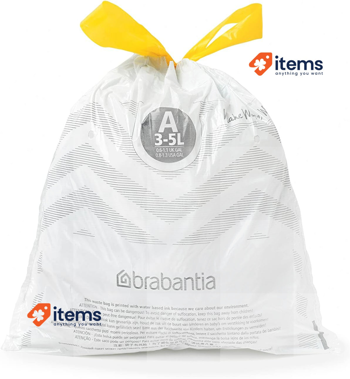 Brabantia PerfectFit Bin Liners Multipack (Size A/3 Litre) Plastic 200 Bags Tape