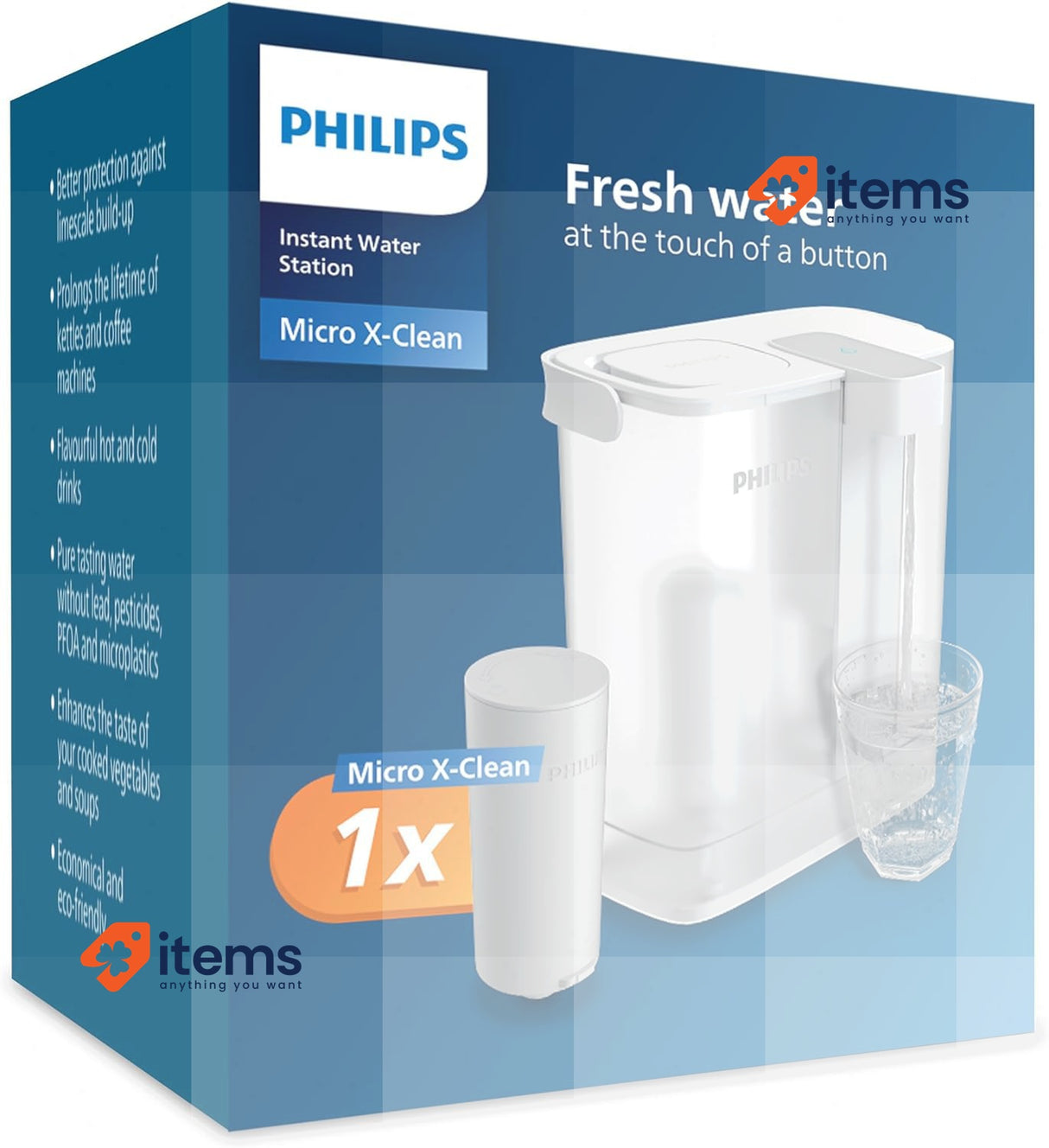 Philips Water Instant Water Filter, USB-C Rechargeable White