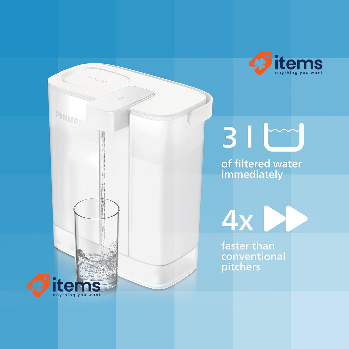 Philips Water Instant Water Filter, USB-C Rechargeable White