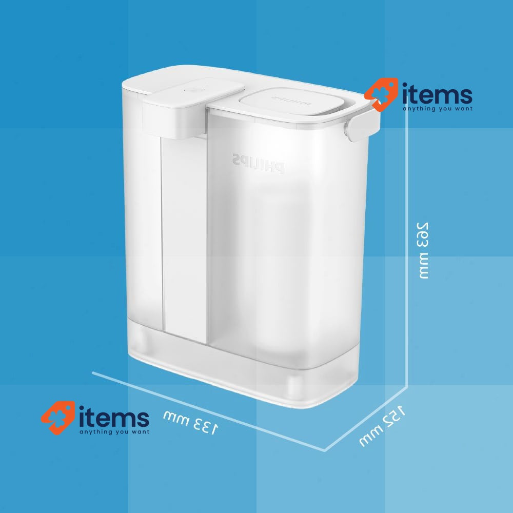 Philips Water Instant Filter, USB - C Rechargeable White Pitcher 3L Clean 1x