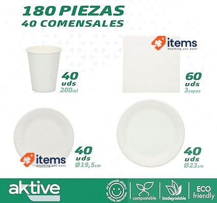 Aktive 71347 - Procos Eco Friendly And Biodegradable Disposable DINnerware Set