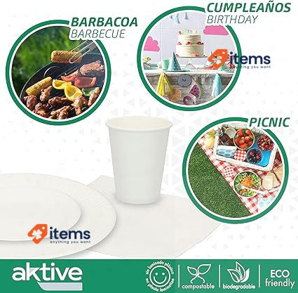 Aktive 71347 - Procos Eco Friendly And Biodegradable Disposable DINnerware Set