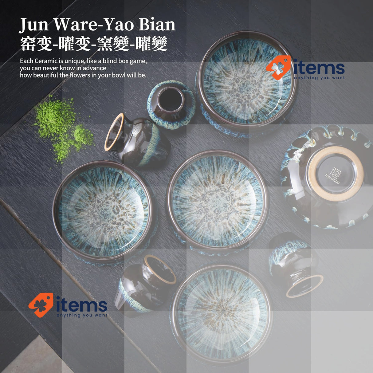 TEANAGOO Matcha Whisk, 7 Pcs Matcha Set with Holder/Scoop/Sifter Junware-green