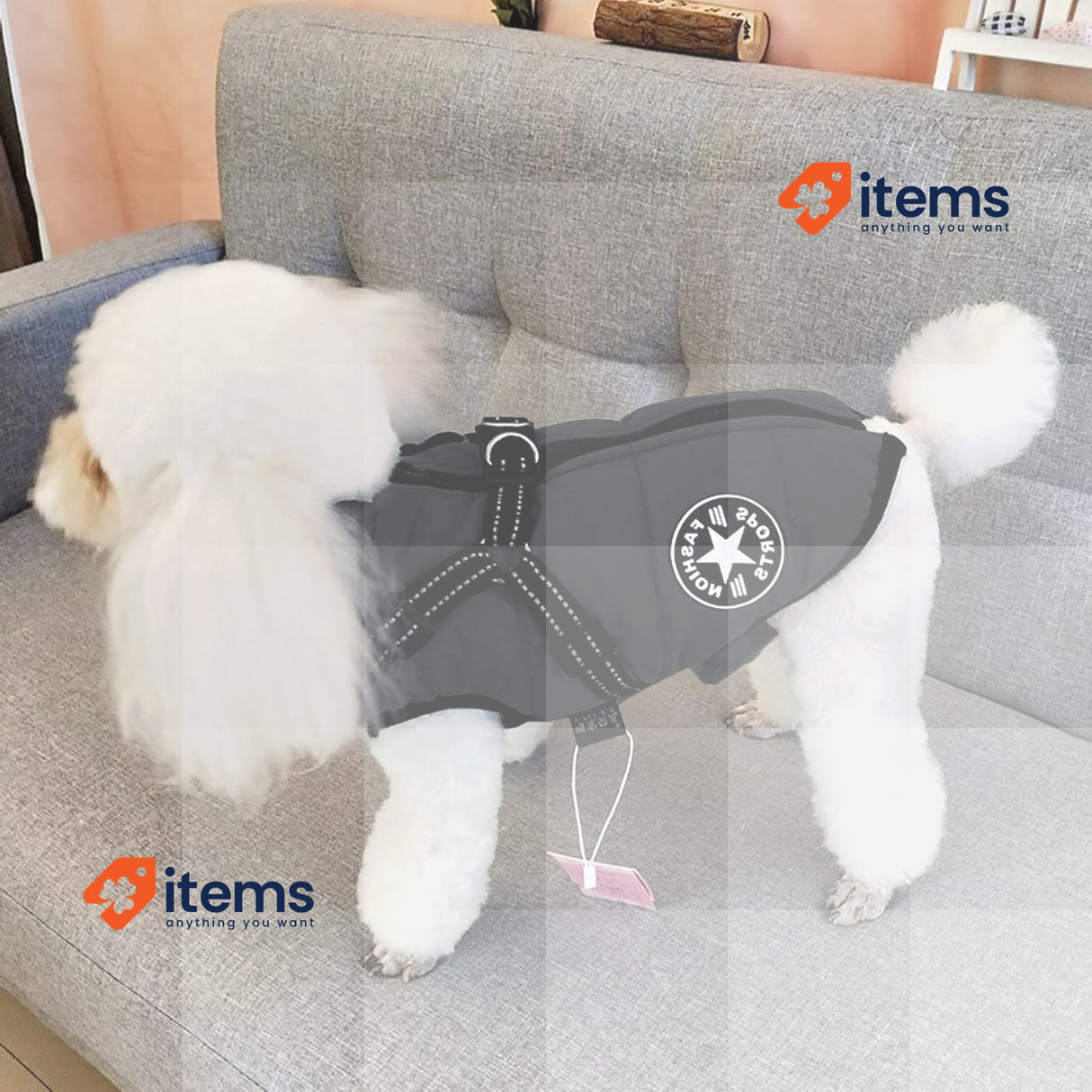 Aiboria Dog Jackets for Winter, Windproof, Waterproof, 2-in-1 Outfit Black