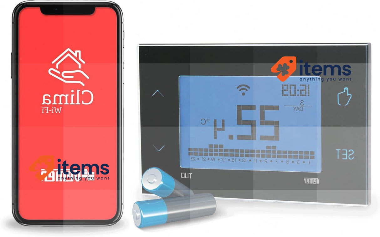 VEMER Smart Battery, WiFi Timer Thermostat Controllable by Smartphone with iOS