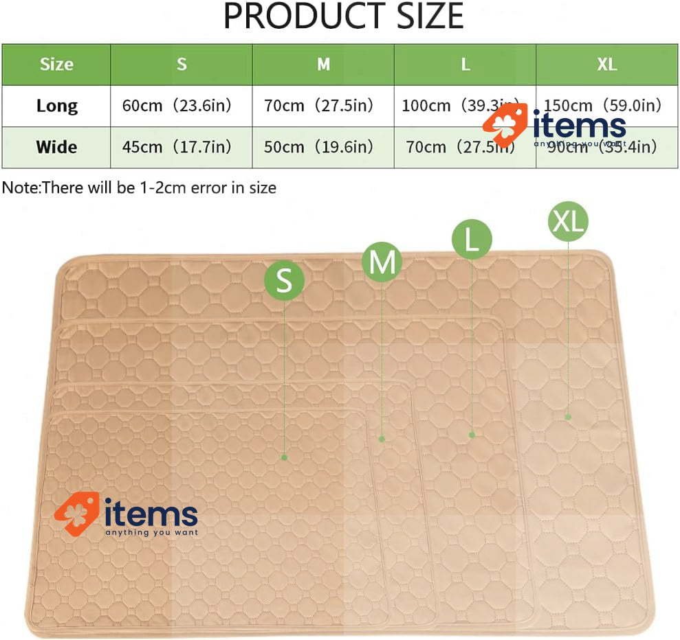 EASTLION Dog Mat Non-Slip Reusable Pads Absorbent 39.3x27.5 inch 2 PCS L-Beige