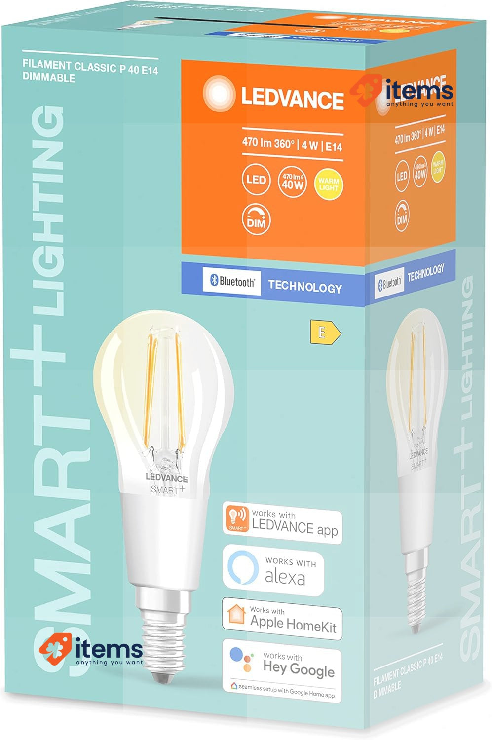 LEDVANCE Smart LED Bulb with Bluetooth Mesh, Clear Filament E14 White