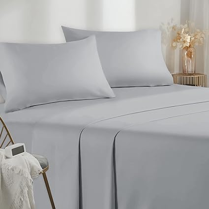 Polygino Bed Sheet Cover 4 Piece 50x80 Case Sheet-135-135x190/200 cm Grey Claro