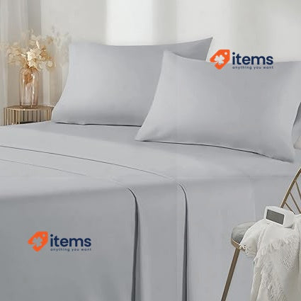 Polygino Bed Sheet Cover 4 Piece 50x80 Case - 135 135x190/200 Cm Grey Claro
