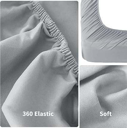 Polygino Bed Sheet Cover 4 Piece 50x80 Case Sheet-135-135x190/200 cm Grey Claro