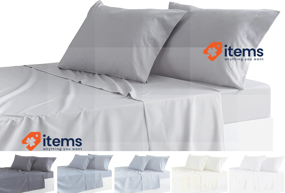 Todocama 4 Piece Bedding Set, Fitted Sheet, Flat Sheet, 2 Pillowcases