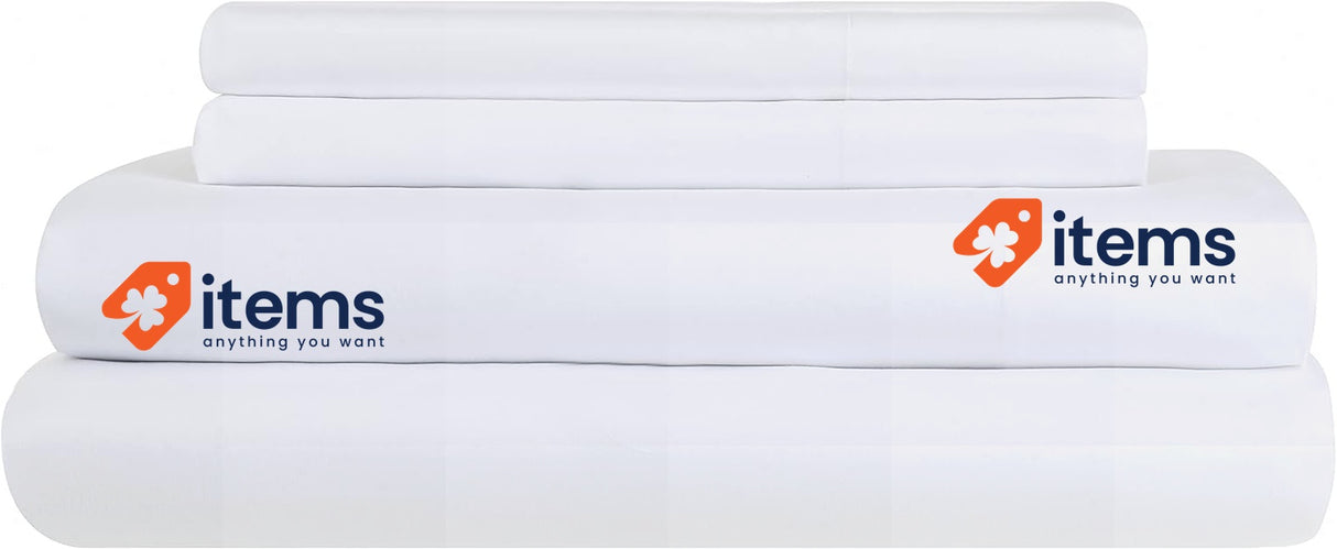 Todocama 4 - Piece Bedding Set 200 White Fitted Sheet Top Two Todocama 4-Piece