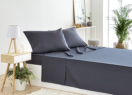 Todocama Bed Sheets Cama 150-150x190/200 cm, Dark Grey