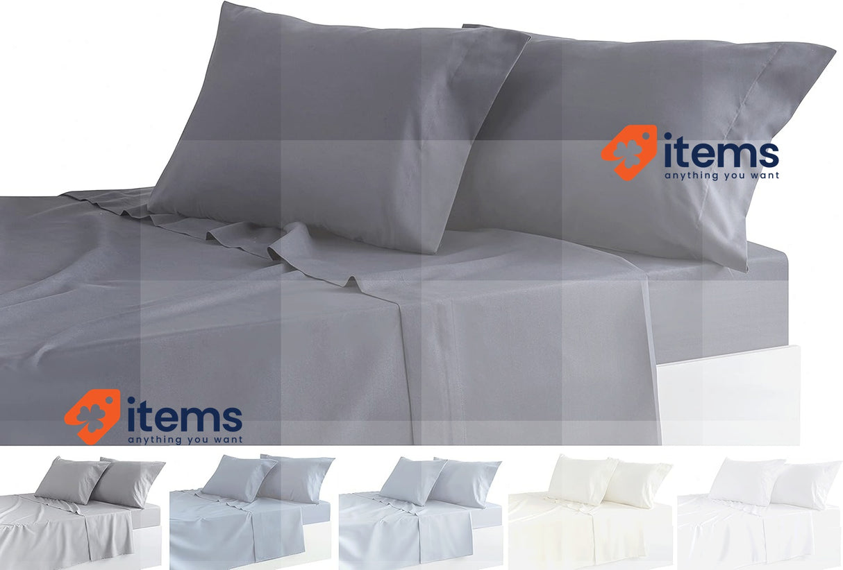 Todocama 4-Piece Bedding Set Fitted Sheet (180 - 180 x 190/200 cm, Dark Grey)