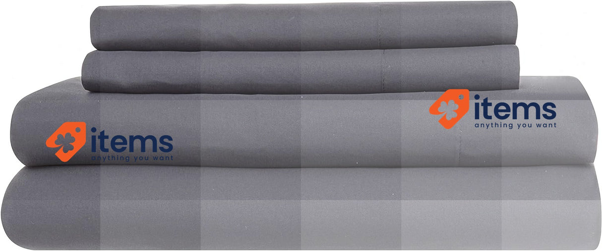 Todocama 4-Piece Bedding Set Fitted Sheet (180 - 180 x 190/200 cm, Dark Grey)