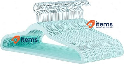 Amazon Basics Slim, Velvet Non - Slip Clothes Hangers 50 Pack Mint Green/Silver