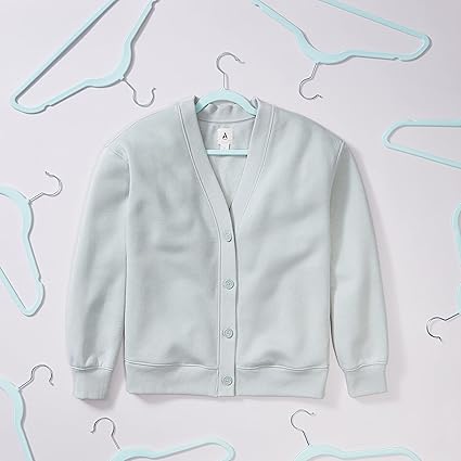 Amazon Basics Slim, Velvet Non-Slip Clothes Hangers 50-Pack Mint Green/Silver